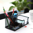 Corner Cabin Mesh Desk Office Organizer for Paper Clip, Mesh Desk Organizer, 3 in 1 Metal Pen Holder Office Supplies Caddy for Paper Clip, Sticky Note, Pen(3 Compartments, Black)