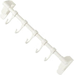 TOYANDONA No-Drill Under Cabinet Plastic Utensil Hooks 5-Row Kitchen Hanging Rack for Cookware and Spoon Storage, White Multi-Purpose Organizer for Kitchenware and Sundries