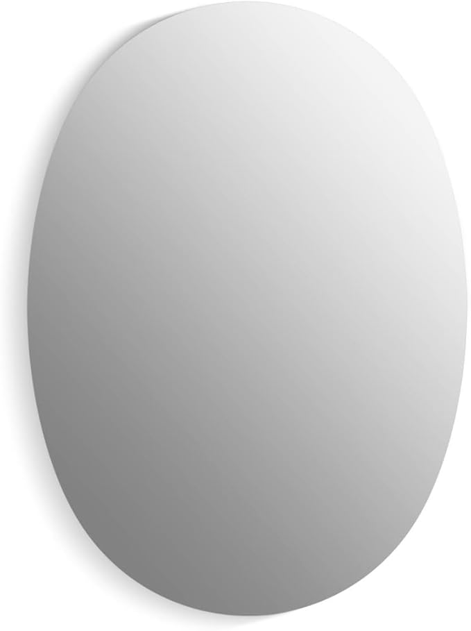 Kohler 35571-NFC-NA Verdera® Bathroom Medicine Cabinet with Mirror, Oval Design, Mirrored Interior, Adjustable Glass Shelves, Rustproof Anodized Aluminum, 24 in. W x 34 in. H