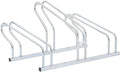 BOWERY HILL Freestanding 3-Bike Rack, Galvanized Steel, Silver Finish, 28.9 x 16.1 x 16.5 in, Space-Saving High-Low Design, Indoor/Outdoor Use, Stable Parking Stand for Garage, Warehouse, School