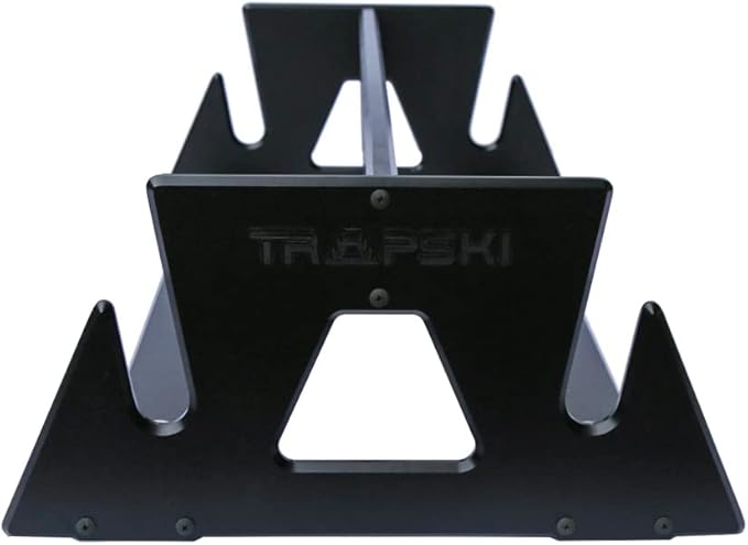 TRAPSKI Mobile Racing and XC Ski Rack Marine Grade HDPE Plastic | UV Protected | Premium Strap Included | 3 Year Warranty | Made in The USA | Veteran Owned Business (Black, Double)