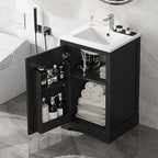 20 in Small Bathroom Vanity with Sink,Soft Close Door and Adjustable Shelf,Wood Modern Single Bathroom Sink Cabinet,Freestanding (Black)