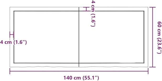 vidaXL Handmade Bathroom Countertop in Treated Solid Oak with Live Edge - Versatile Use as Vanity/Desk/Table Top - Ready-to-use Light Brown Finish, 55.1"x23.6"x(0.8"-2.4")