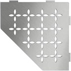 Schluter Pentagonal Corner Shelf for Tiled Walls - Floral Design, Stainless Steel Material, Brushed Stainless Steel Finish, 3/32" Thick Anchoring Tabs - SES2D5EB