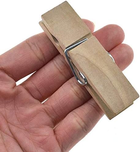 HAHIYO Wooden Clothes Pins Clothespins Extra Wide Do NOT Fall Apart 2.83 inches Length 28 Pack Sturdy Strong Springs No Rust No Discoloration for Laundry Craft Food Opened Bags