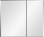 Black Bathroom Medicine Cabinet with Beveled Edge Mirrored Door 30 x 26 inch, Recessed or Surface Mount, with Adjustable Glass Shelves