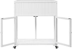 Patio 35.4''x17.7''x37.4'' Mini Wood Cold Frame, Compact 2 Doors Garden Greenhouse with Wheels, Raised Bed with Liner for Indoor Outdoor Use (White)