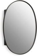 Kohler 35571-BLL Verdera® Bathroom Medicine Cabinet with Mirror, Oval Design, Mirrored Interior, Adjustable Glass Shelves, Rustproof Aluminum, 24 in. W x 34 in. H, Matte Black