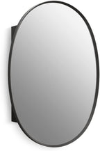 Kohler 35571-BLL Verdera® Bathroom Medicine Cabinet with Mirror, Oval Design, Mirrored Interior, Adjustable Glass Shelves, Rustproof Aluminum, 24 in. W x 34 in. H, Matte Black
