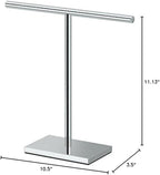 Gatco 1444C, Modern Rectangle Base Freestanding Countertop Towel Holder, Chrome / 10.50"W x 11.13"H T-Shape Style Countertop Hand Towel Holder for Bathroom, Kitchen/ Fingertip Towel Rack