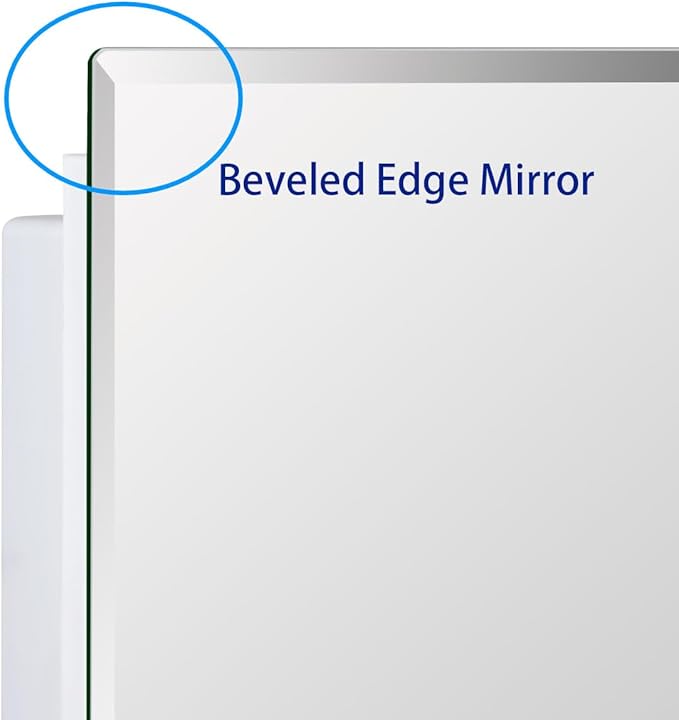 Bathroom Medicine Cabinet with Beveled Edge Mirrored Door 20 x 26 inch, Recessed or Surface Mount, with Adjustable Glass Shelves