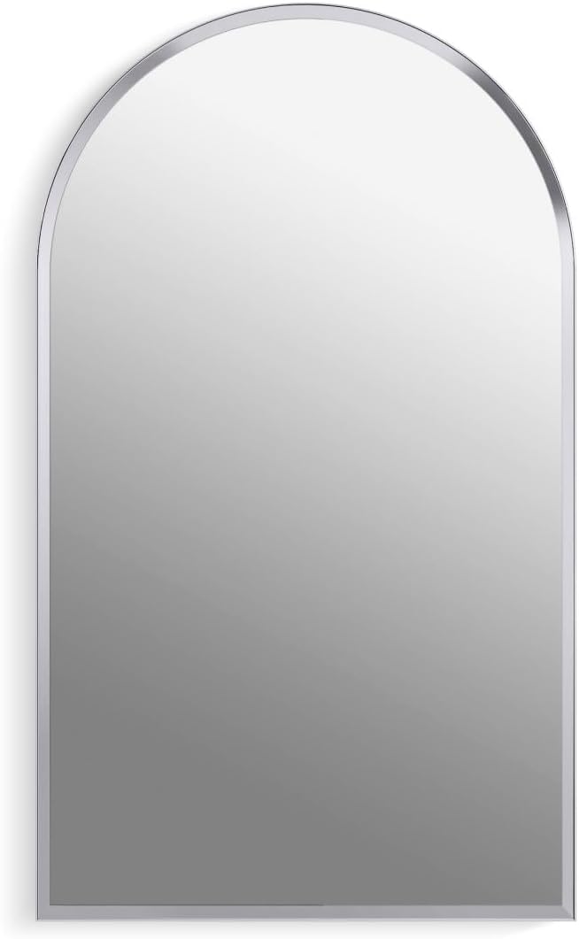 Kohler 36540-CPL Verdera® Medicine Cabinet Mirror, Arched Design, Left-Hinged, Mirrored Interior, Adjustable Shelves, Rustproof, 20 in. W x 34 in. H, Polished Chrome