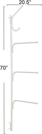 Household Essentials Hinge-It Clutterbuster Valet Family Towel Bar, White