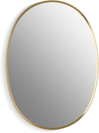 Kohler 35571-BGL Verdera® Bathroom Medicine Cabinet with Mirror, Oval Design, Mirrored Interior, Adjustable Glass Shelves, Rustproof Aluminum, 24 in. W x 34 in. H, Moderne Brush Gold