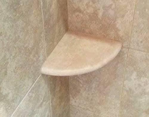 Tenedos Premium Quality Durango Cream Filled and Honed Ivory Light Travertine Corner Shelf 9'' (1)