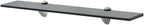 Glass Shelves Set of 2, Floating Shelves for Bathroom, 23.6 Inch Tempered Safety Glass 3/10 Inch Thick, Zinc Alloy Clip Bracket, Storage Shelves for Bathroom, Living Room and Hallway Black
