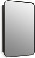 Kohler 35570-BLL Verdera® Framed Bathroom Medicine Cabinet with Mirror, Rectangular Design, Mirrored Interior, Adjustable Glass Shelves, Rustproof, 22 in. W x 34 in. H, Matte Black