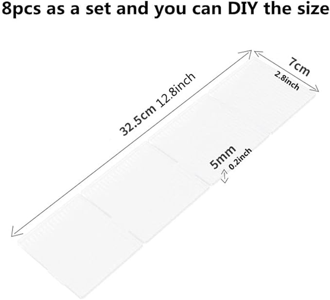 8pcs DIY Plastic Drawer Organizer Adjustable Drawer Dividers for Home Tidy Closet, Socks, Underwear, office school supplies, kitchen utensil tools (Clear White)