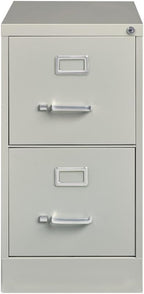 Pemberly Row 25" 2-Drawer Metal Filing Cabinet, Letter Width, Vertical Design, Gray Finish, Commercial Grade Steel Construction, Locking Drawers, Ball-Bearing Slides, Office Storage Solution
