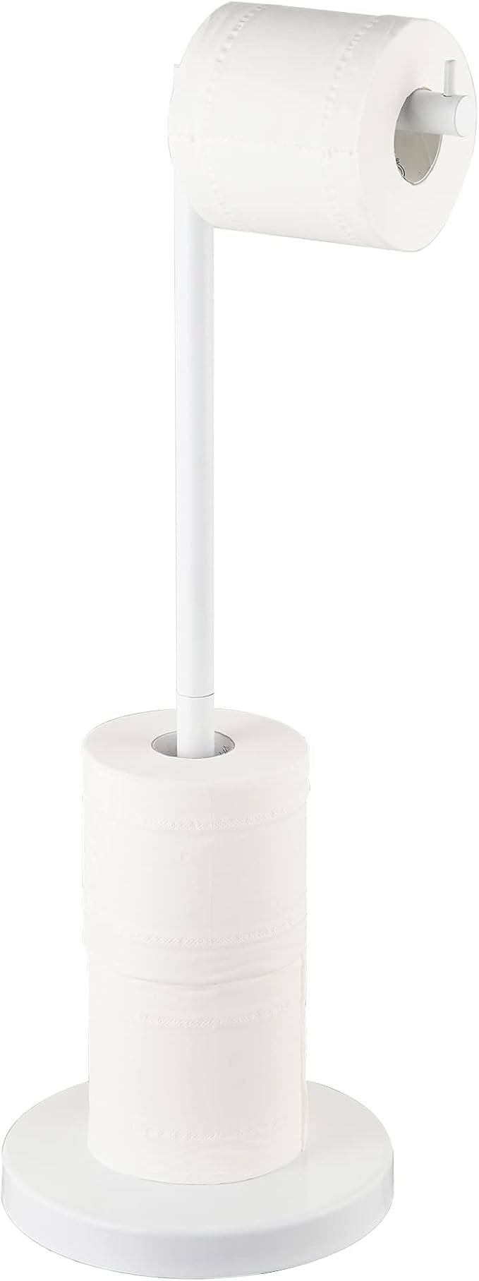 MARMOLUX ACC Free Standing Toilet Paper Holder Stand with Storage for 4 Rolls of Toilet Tissue for Bathroom, Stainless Steel Luxury Modern White Finished 1pc