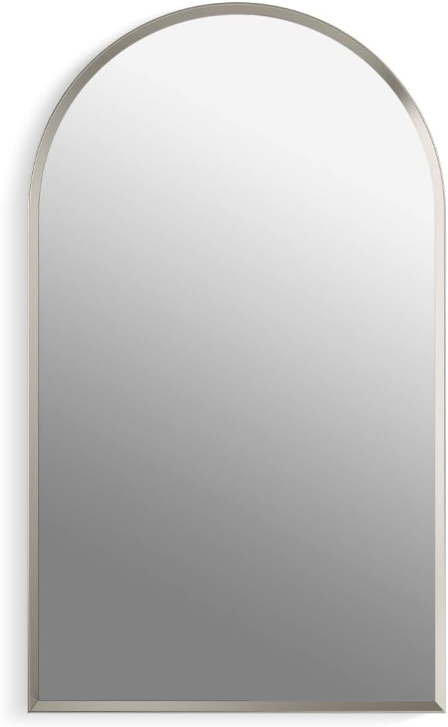 Kohler 36540-BNL Verdera® Medicine Cabinet Mirror, Arched Design, Left-Hinged, Mirrored Interior, Adjustable Shelves, Rustproof, 20 in. W x 34 in. H, Brushed Nickel
