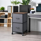 DEVAISE 2 Drawer Mobile File Cabinet, Rolling Printer Stand, Fabric Vertical Filing Cabinet fits A4 or Letter Size for Home Office, Rustic Brown Wood Grain Print