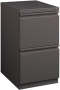 Pemberly Row 2-Drawer Metal Mobile Filing Cabinet, 27.75" H x 15" W x 19.88" D, Espresso Finish, Commercial Grade, Locking Letter File Drawers, Hidden Casters, Office Storage Solution
