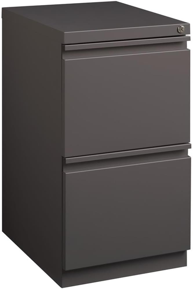 Pemberly Row 2-Drawer Metal Mobile Filing Cabinet, 27.75" H x 15" W x 19.88" D, Espresso Finish, Commercial Grade, Locking Letter File Drawers, Hidden Casters, Office Storage Solution