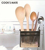 Kitchen Utensils Chopsticks Holder Stainless Steel Perforated Drying Rack Basket with Hooks 2 Divided Compartments Large