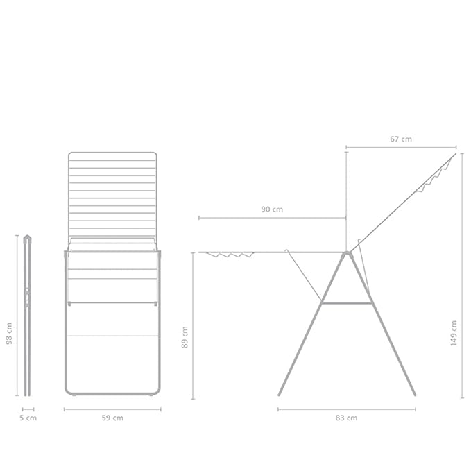 Brabantia HangOn Clothes Drying Rack | 82ft (25m) | Matt Black | Large Indoor Clothes Airer Laundry Stand with 2 Fold-Out Wings & Hanger Hooks, Folds Flat | Fits 2 Full Loads