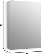 Kohler 55062-NA Embark Slim Medicine Cabinet Mirror, Adjustable Shelves with Mirrored Door, 20 in. W x 26 in. H