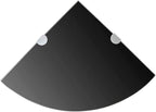 Black Corner Shelf Small Wall Mounted Tempered Glass Floating Shelf for Bathroom Kitchen Living Room 9.8 Inch Triangular Display Storage Organizer