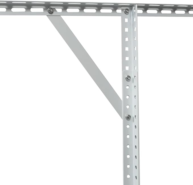 2x8FT Overhead Garage Storage Rack, 450lbs Capacity White Ceiling Shelves, Adjustable Height 22-40 inch, Heavy-Duty Metal Garage Storage System for Seasonal Items