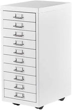 File Cabinet MINI 10 Tier Metal File Organizer Document Organizer with Wheel, White Color, for Home Office, Office Desk File (White)
