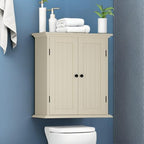 ChooChoo Bathroom Wall Cabinet, Over The Toilet Space Saver Storage Cabinet, Medicine Cabinet with 2 Door and Adjustable Shelves, Cupboard, Cream Yellow