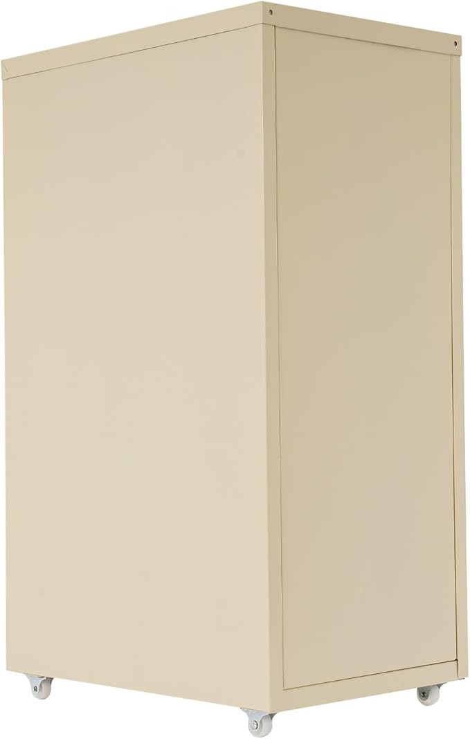 6 Drawer Metal Vertical Office Filing Cabinets, File Cabinet with Lock, Home Office Narrow Storage Cabinet for A4/F4/Letter/Legal(Beige)