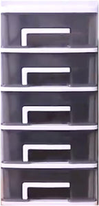5-Tier Drawer Desktop Storage Bin Unit, White Frame Mini Organizer Box with Clear Drawer, Small Container Case for Desk Accessory, Storing Craft, Stationery