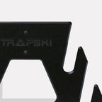 TRAPSKI Mobile All Mountain, Racing and XC Ski Rack Marine Grade HDPE Plastic | UV Protected | Premium Strap Included | 3 Year Warranty | Made in The USA | Veteran Owned Business (Black, Quad)