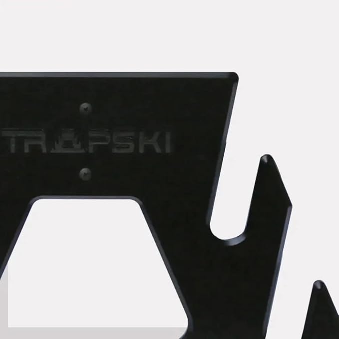 TRAPSKI Mobile Racing and XC Ski Rack Marine Grade HDPE Plastic | UV Protected | Premium Strap Included | 3 Year Warranty | Made in The USA | Veteran Owned Business (Blue, Quad)