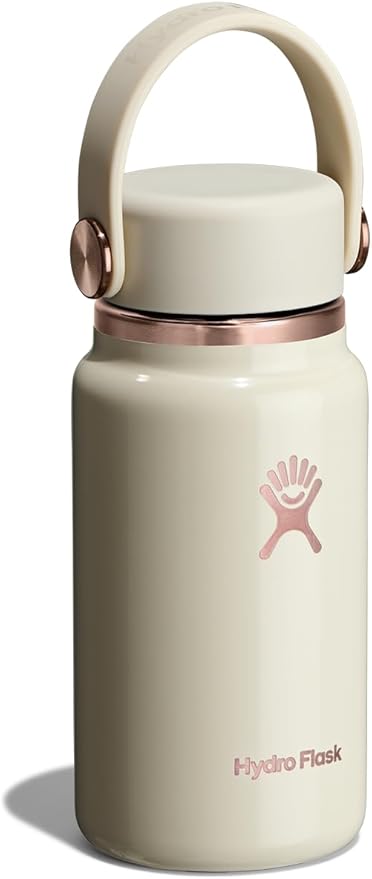 Hydro Flask Micro Bottle - Leak Proof Purse or Pocket Flask - Insulated Mini Water Bottle 6.7 Oz Linen Rose Gold
