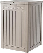 57 Gallon Resin Package Delivery Box - Rust & Moisture Resistant, Lockable, Waterproof Deck Box for Porches, Patios, Indoor & Outdoor Use（Grey，57GALLON）