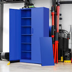 Letaya Metal Garage Storage Cabinets with Lock Door and Adjustable Shelves, Steel Tool Cabinets for Home,Office,Warehouse Organisieren (Blue)