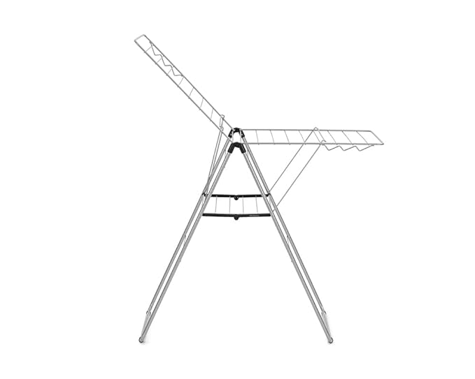 Brabantia HangOn Clothes Drying Rack | 67ft (20m) | Metallic Gray | Large Indoor Clothes Airer Laundry Stand with 2 Fold-Out Wings & Hanger Hooks, Folds Flat | Fits 2 Full Loads