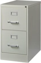 Pemberly Row 25" 2-Drawer Metal Filing Cabinet, Letter Width, Vertical Design, Gray Finish, Commercial Grade Steel Construction, Locking Drawers, Ball-Bearing Slides, Office Storage Solution