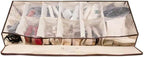Men/Adults 12 Cells See Through Underbed Shoe Storage Bag Organizer with black and white flower (beige)