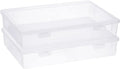 BTSKY Clear Plastic Storage Box with Flap Lid, Multipurpose Craft Organizers and Storage Box Art Supply Storage Organizer Plastic Sewing Box for Beads Pencils Notebooks, 2 Pack Medium