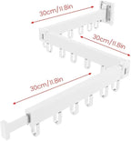 Clothes Drying Rack Wall Mounted Retractable, Aluminum Collapsible Laundry Organizer, Space-Saver Hanger Holds Quilts for Bedroom Bathroom Balcony (White)