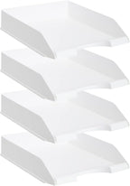Stockroom Plus Rectangular Letter Trays - Paper Trays for Classroom - Desktop Paper Organizer & File Holder - Document Organizer for Desk Storage - Pack of 4, White, 10 x 13.5 x 2.5 in