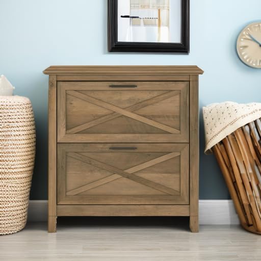 Bush Home Key West 2 Drawer Lateral File Cabinet in Reclaimed Pine, Document Storage for Home Office, Accent Chest with Drawers