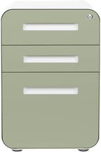 Laura Davidson Furniture Stockpile 3 Drawer File Cabinet with Lock - Under Office Desk Metal Filing Cabinet, Legal/Letter File Folders, Wheels and Stationary Feet, Pre-Assembled, Sage Green